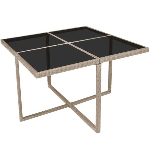 Udendørs spisebordssæt 9 dele med hynder polyrattan beige