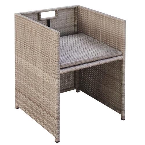 Udendørs spisebordssæt 9 dele med hynder polyrattan beige