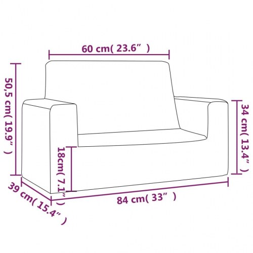 2-personers sofa til børn blødt plys lysegrå