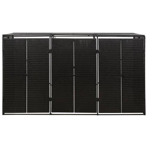 Tredobbelt skraldespandsskjuler 207x80x117 cm polyrattan sort