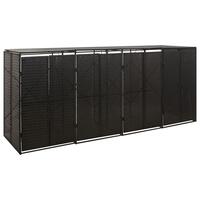 Firdobbelt skraldespandsskjuler 274x80x117 cm polyrattan sort