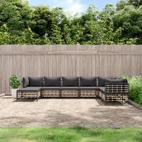 Loungesæt til haven 8 dele med hynder polyrattan antracitgrå