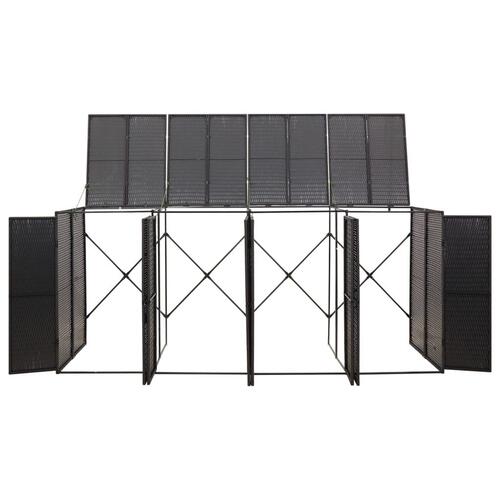 Firdobbelt skraldespandsskjuler 274x80x117 cm polyrattan sort