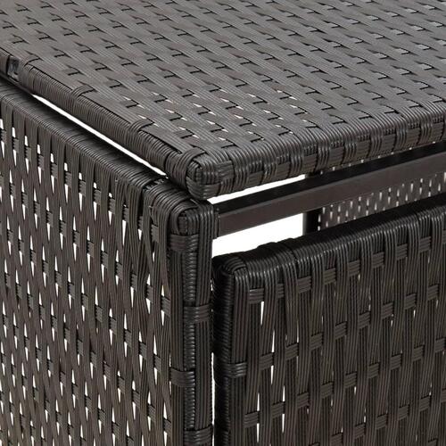 Firdobbelt skraldespandsskjuler 274x80x117 cm polyrattan sort