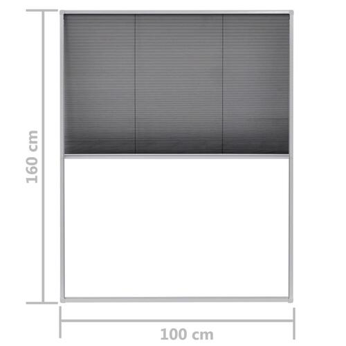 Plisseret insektnet til vinduer 100x160 cm aluminium