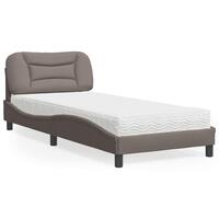 Seng med madras 90x190 cm stof gråbrun