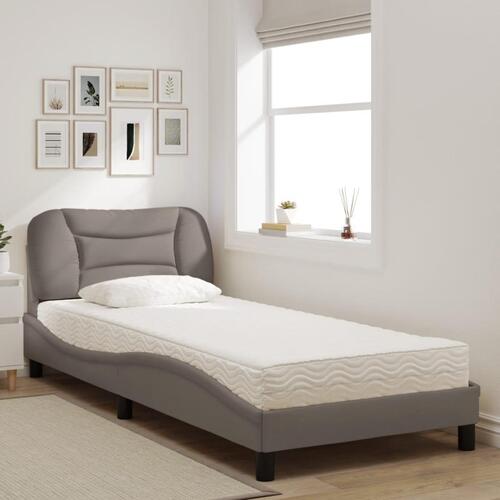 Seng med madras 90x190 cm stof gråbrun