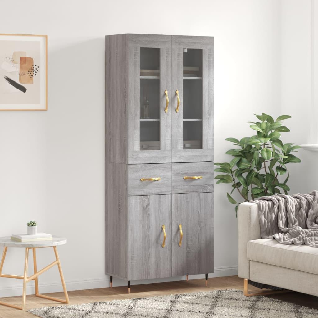 Højskab 69,5x34x180 cm konstrueret træ grå sonoma-eg