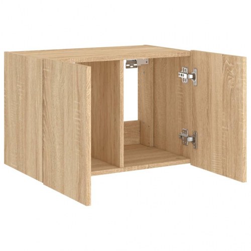 Væghængt tv-bord med LED-lys 60x35x41 cm sonoma-eg