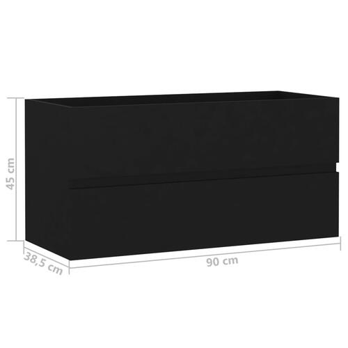 Skab til håndvask 90x38,5x45 cm konstrueret træ sort