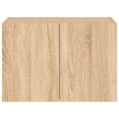 Væghængt tv-bord med LED-lys 60x35x41 cm sonoma-eg