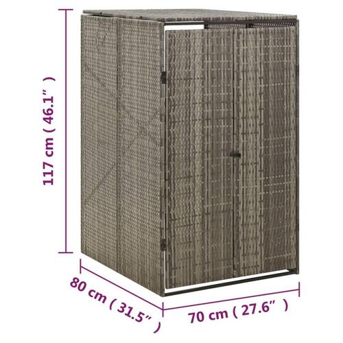 Enkelt skraldespandsskjuler 70x80x117 cm polyrattan grå