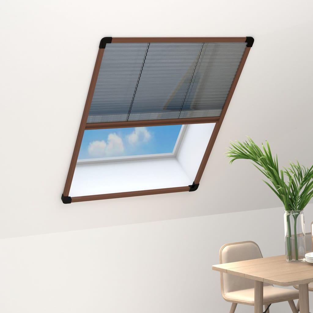 Plisseret insektnet til vinduer aluminium 60x80 cm brun