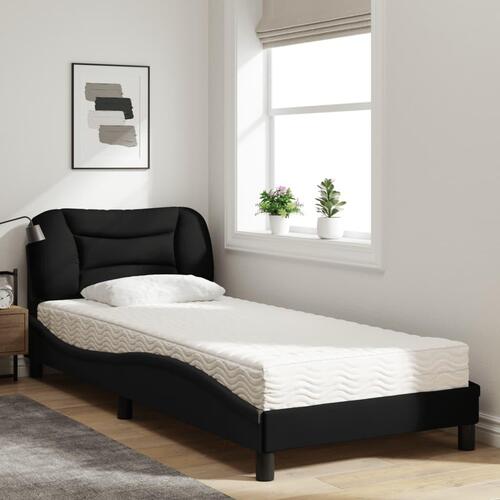 Seng med madras 90x190 cm stof sort