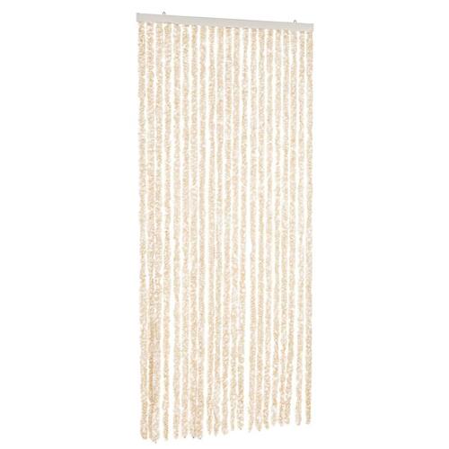 Flueforhæng 90x220 cm chenille beige og hvid