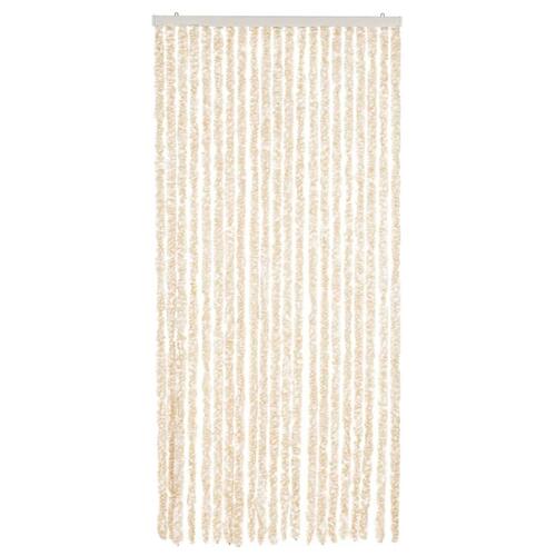 Flueforhæng 90x220 cm chenille beige og hvid