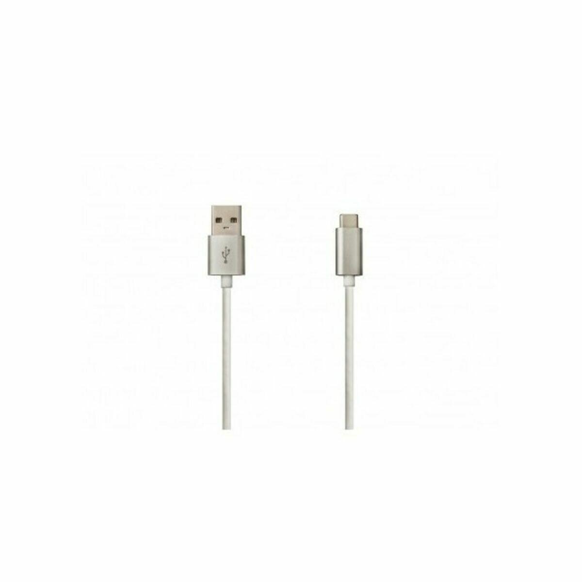 USB A til USB C-kabel DCU Sølvfarvet (1 m)
