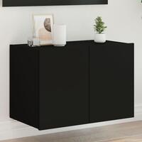 Væghængt tv-bord med LED-lys 60x35x41 cm sort