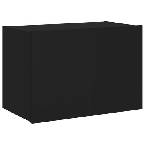 Væghængt tv-bord med LED-lys 60x35x41 cm sort