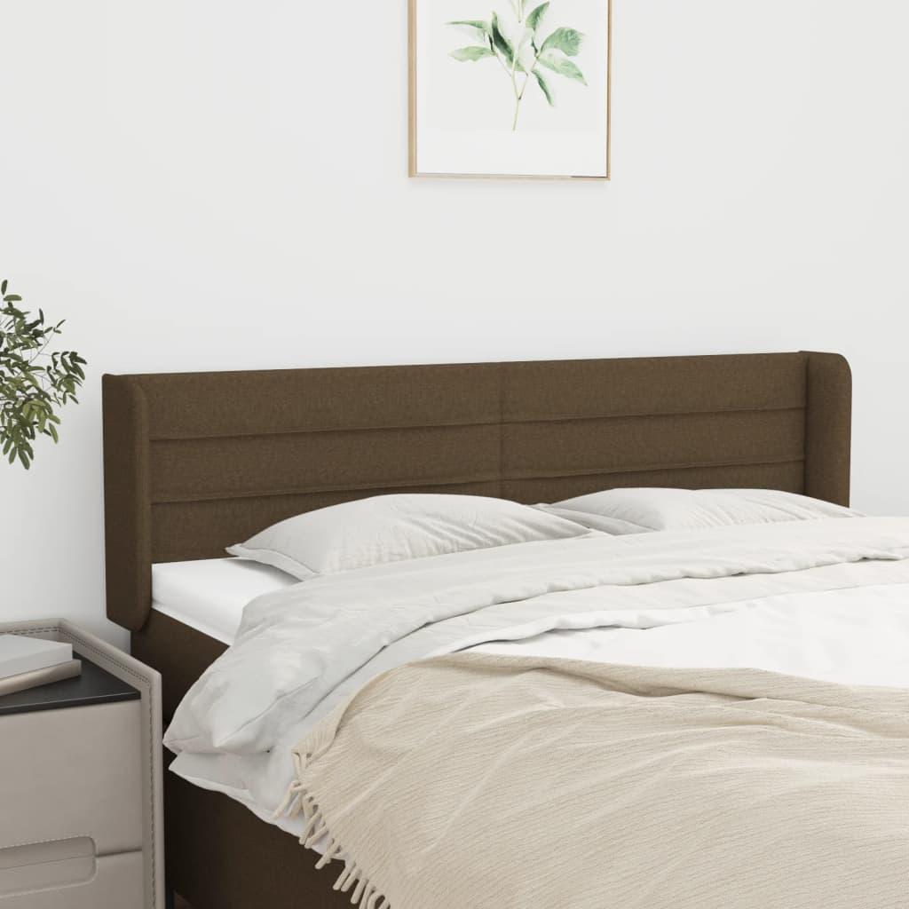 Sengegavl med kanter 147x16x78/88 cm stof mørkebrun