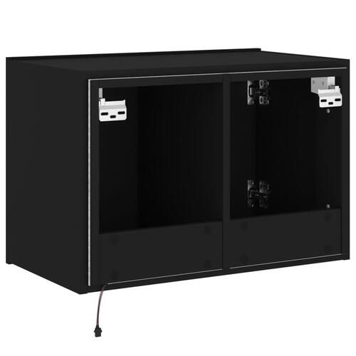 Væghængt tv-bord med LED-lys 60x35x41 cm sort