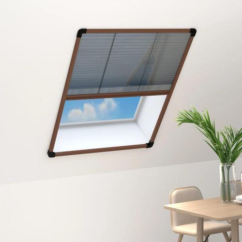 Plisseret insektnet til vinduer aluminium 80x100 cm brun