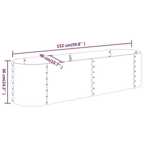 Plantekasse 152x40x36 cm pulverlakeret stål sølvfarvet