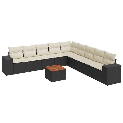 Sofasæt til haven 10 dele med hynder polyrattan sort