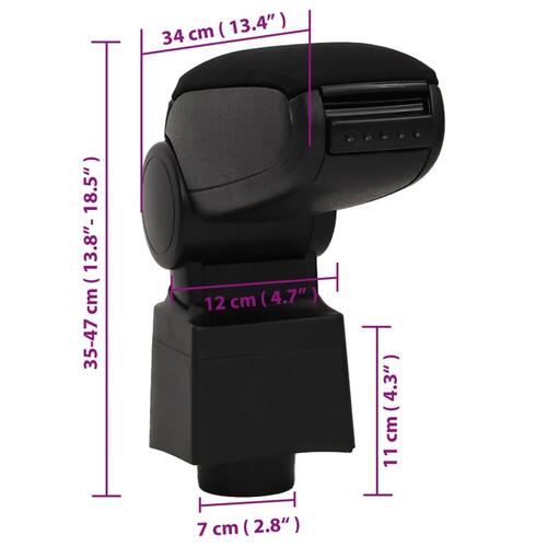 Armlæn til bil 12x34x(35-47) cm ABS sort