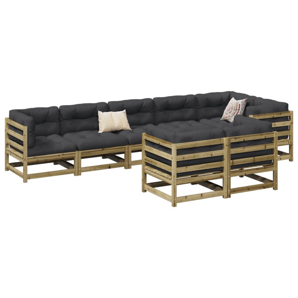 Sofasæt til haven 8 dele med hynder imprægneret fyrretræ