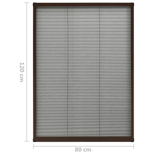 Plisseret insektnet til vinduer 80x120 cm aluminium brun