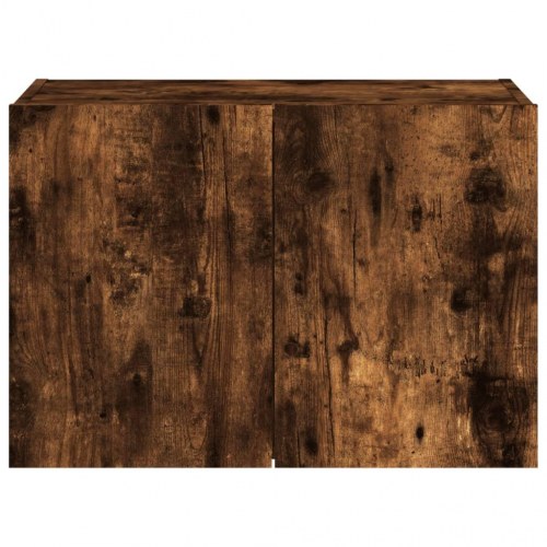 Væghængt tv-bord med LED-lys 60 x 35 x 41 cm - røget egetræsfarve