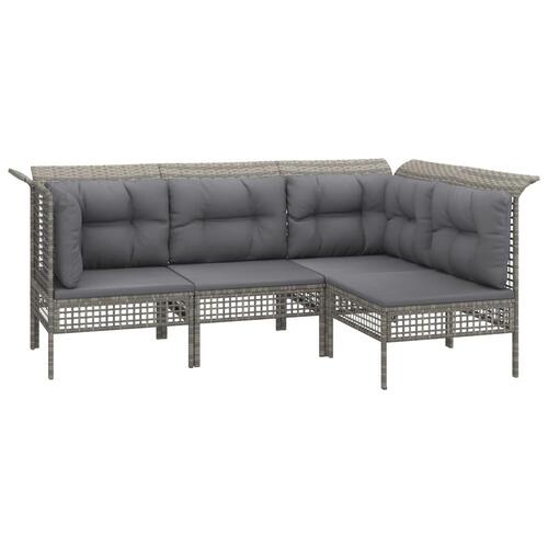 Loungesæt til haven 7 dele med hynder polyrattan grå
