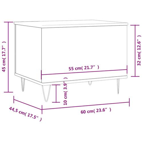 Sofabord 60x44,5x45 cm konstrueret træ røget egetræsfarve