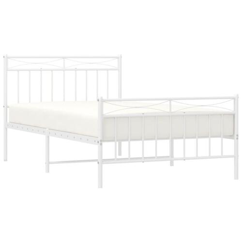 Sengeramme med sengegavl og fodgærde 100x200 cm metal hvid