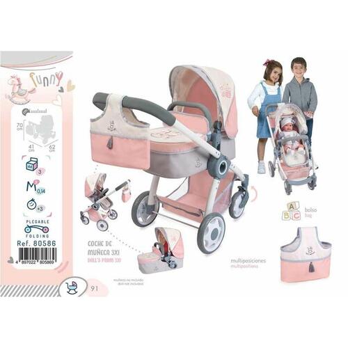 Lille Barnevogn til Dukker Decuevas Funny Foldbar 3-i-1 41 x 62 x 70 cm