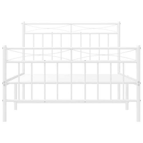 Sengeramme med sengegavl og fodgærde 100x200 cm metal hvid