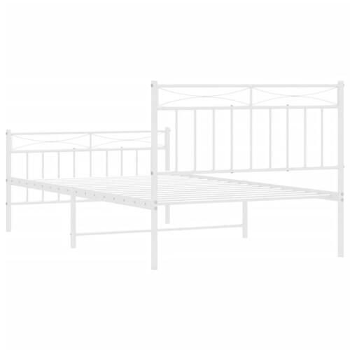 Sengeramme med sengegavl og fodgærde 100x200 cm metal hvid