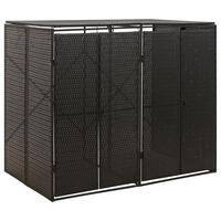 Dobbelt skraldespandsskjuler 140x80x117 cm polyrattan sort