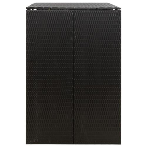 Dobbelt skraldespandsskjuler 140x80x117 cm polyrattan sort