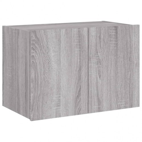 Væghængt tv-bord med LED-lys 60 x 35 x 41 cm - grå sonoma-eg