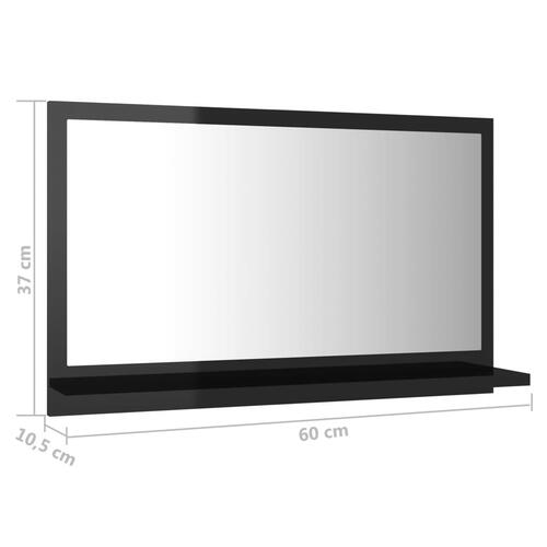 Badeværelsesspejl 60x10,5x37 cm konstrueret træ sort højglans