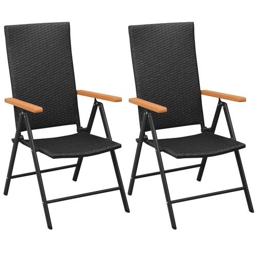 Stabelbare havestole 2 stk. polyrattan sort