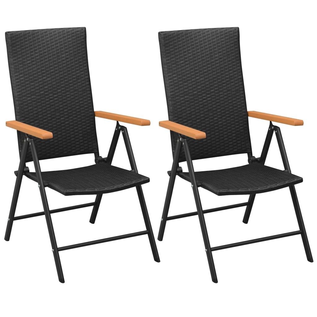 Stabelbare havestole 2 stk. polyrattan sort
