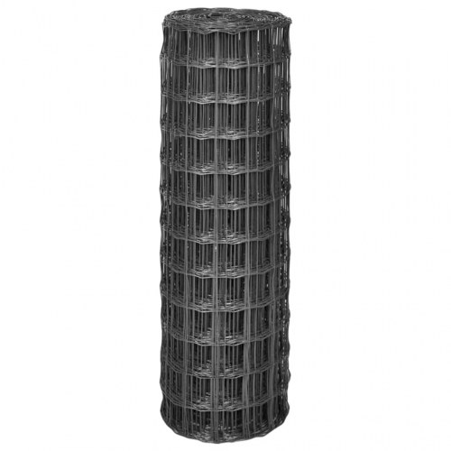 Eurohegn 25 × 1,2 m - stål, grå, PVC-belagt