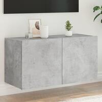 Væghængt tv-bord med LED-lys 80x35x41 cm betongrå