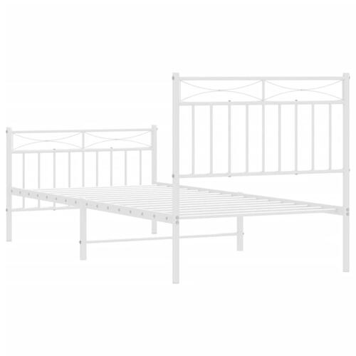 Sengeramme med sengegavl og fodgærde 90x200 cm metal hvid
