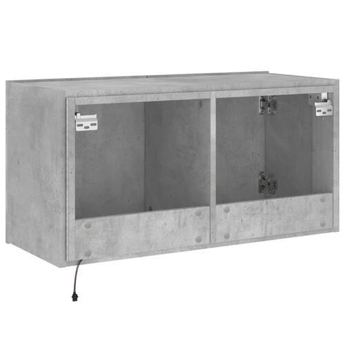 Væghængt tv-bord med LED-lys 80x35x41 cm betongrå