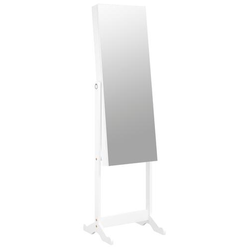 Fritstående spejlskab med LED-lys 42x38x152 cm hvid