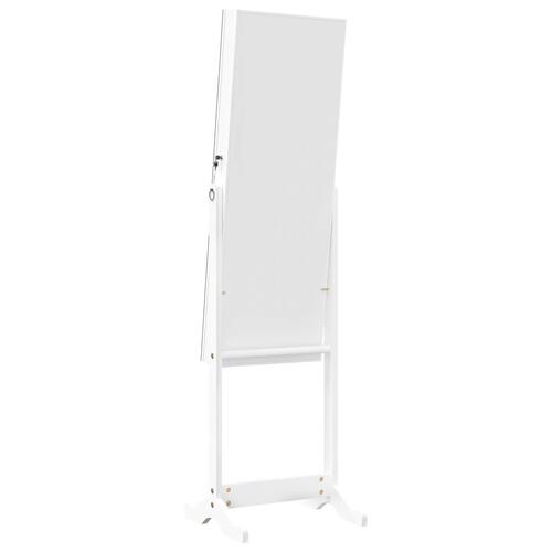 Fritstående spejlskab med LED-lys 42x38x152 cm hvid